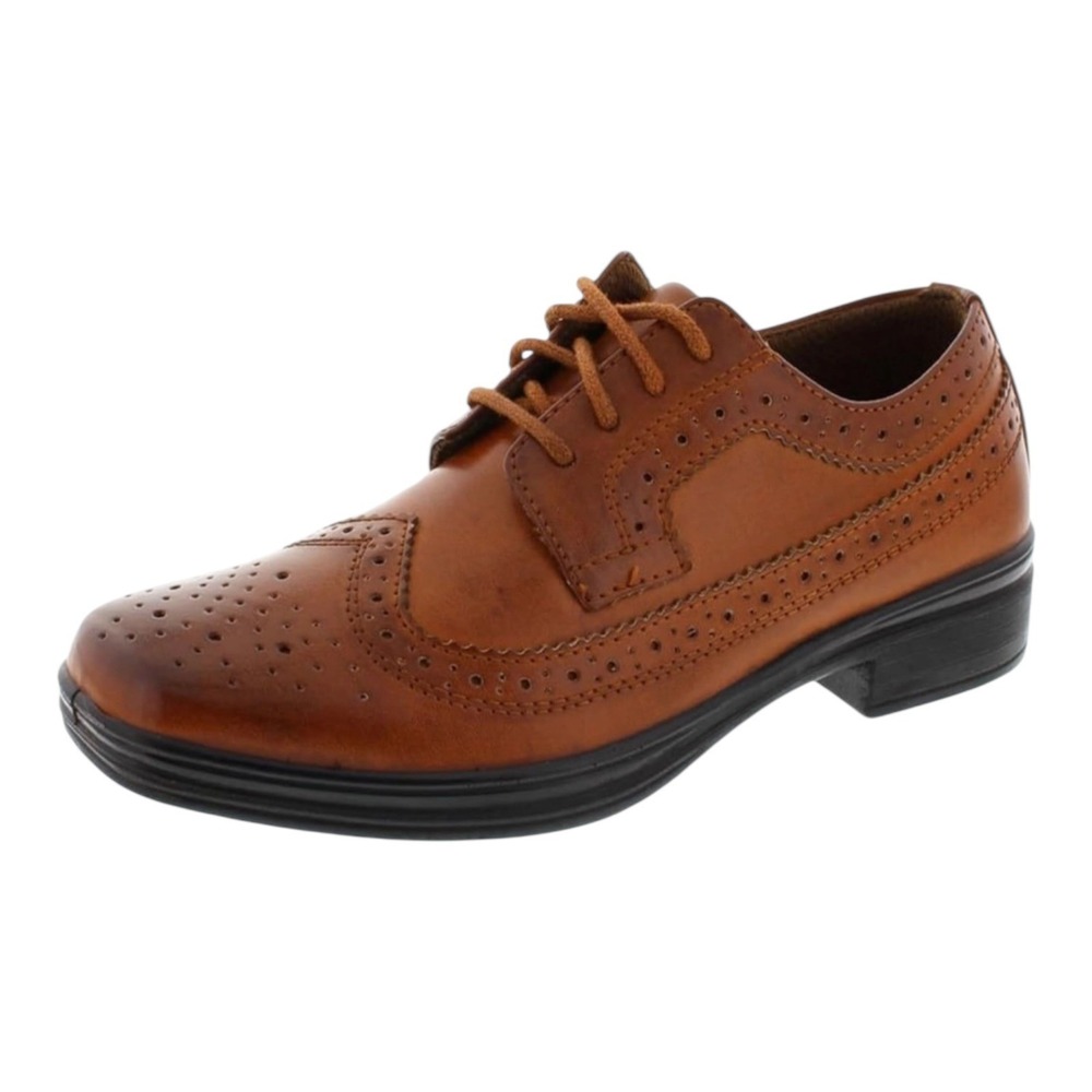 Deer Stags Ace Kids Cognac Brown Wingtip Oxford Dress Shoes Size 1W NEW
